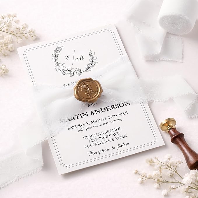 DORIS HOME White Chiffon Ribbon for Flower Bouquet, 1" x21Yd Fabric Ribbon for Gift Wrapping, Handmade Frayed Ribbon for Wedding Invitations/Christmas Decorations