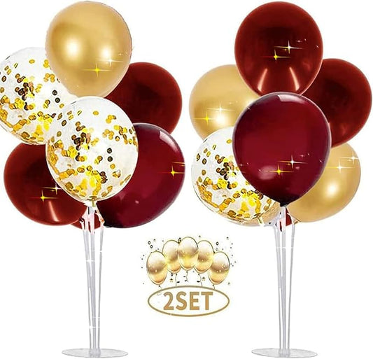 Graduation Decorations Maroon Gold 2026/Burgundy Gold Gaduation Party Decorations/Burgundy Gold Balloons FSU ASU/Burgundy Birthday Decor Fall/2 Sets Table Centerpiece Balloon Stand Kits