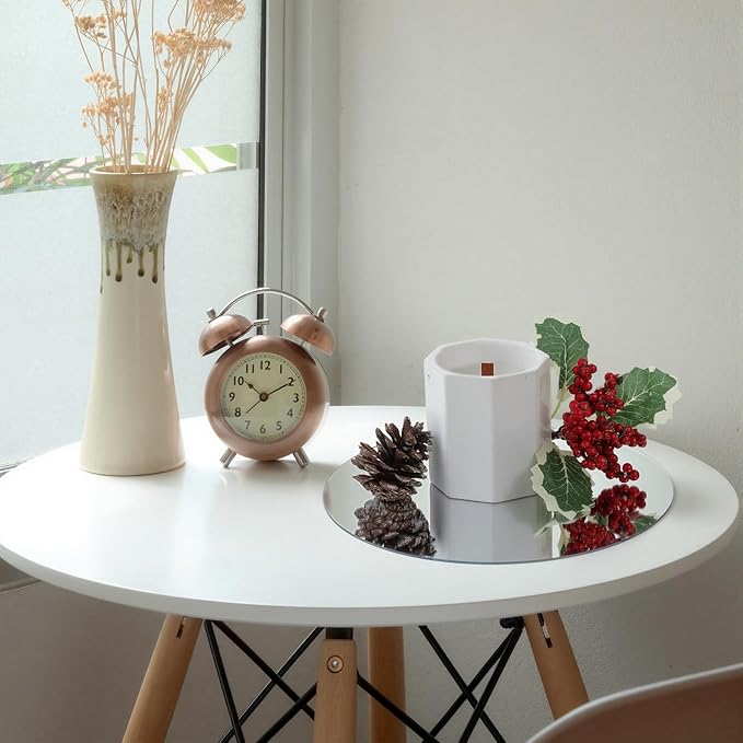 12PCS Round Mirrors for Centerpieces, 8" Acrylic Mirror Trays 2mm Thickness Mirror Centerpiece Table Decorations Candle Plate Centerpiece for Wedding Party Wall Decorations Crafts