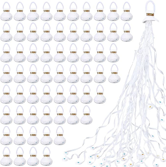 Wettarn 100 Pcs Throw Streamers Confetti Romantic Hand No Mess Streamer Crackers for Christmas Wedding Birthday Party Celebrations Graduation Party Favors(White)
