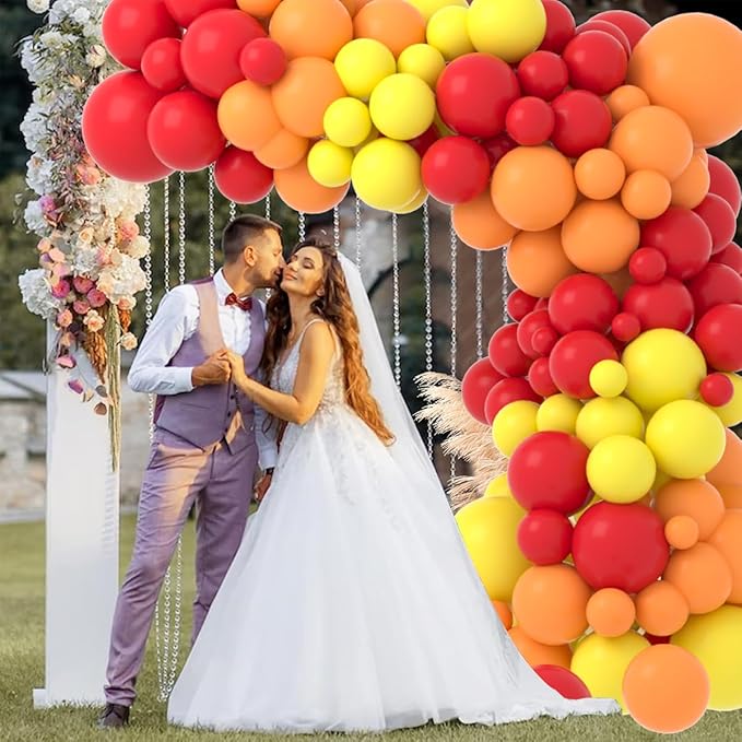 Red Yellow Orange Balloon Garland Arch Kit, 122PCS Orange Yellow Red Balloons for Fire Truck Theme Birthday Wedding Baby Bridal Shower Graduation Snniversary Firefighter Party Background Decoration…