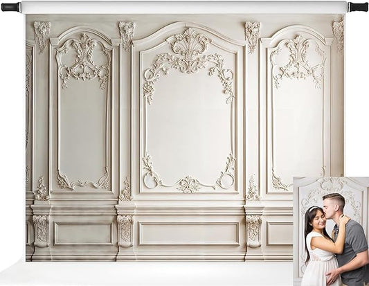 Kate Elegant Grey Wall Photo Backdrop Classic European Architectural Photography Background for Weddings and Portraits, 7x5ft