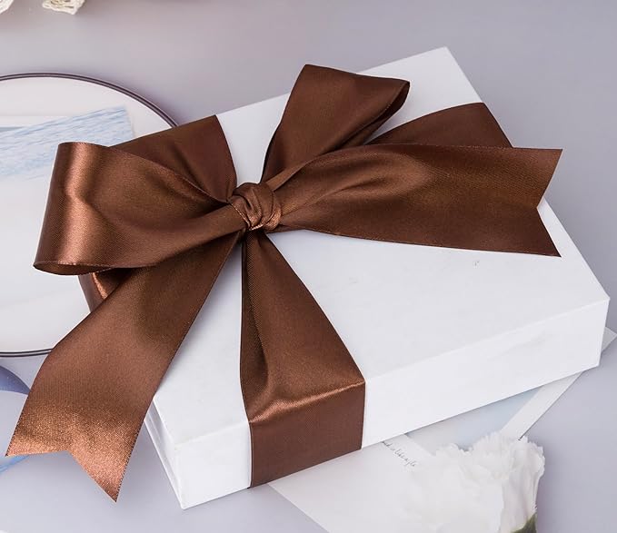 YASEO 2 Inch Brown Solid Satin Ribbon, 50 Yards Craft Fabric Ribbon for Gift Wrapping Floral Bouquets Wedding Party Decoration