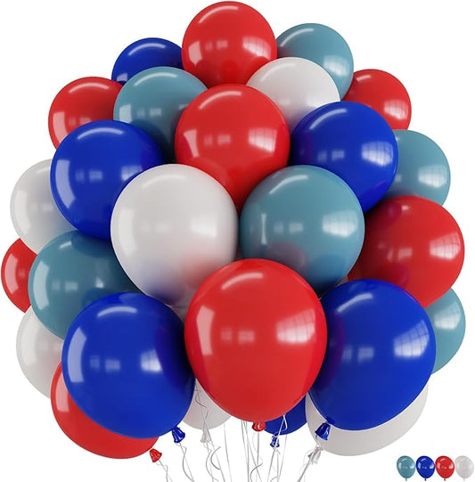 Red White and Blue Balloons, Memorial Day Patriotic 250th Anniversary USA Baseball Balloon Red Royal Blue Balloons for Birthday Graduation 4th of July Independence Day Patriotic Party Decorations
