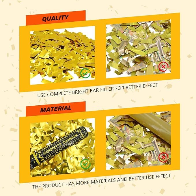 Gold Confetti Poppers Confetti Cannon 2 Pack Gold Foil Confetti 12 Inch Party Poppers for Wedding Birthday Graduation New Year’s Eve Party Decorations & Photo Props
