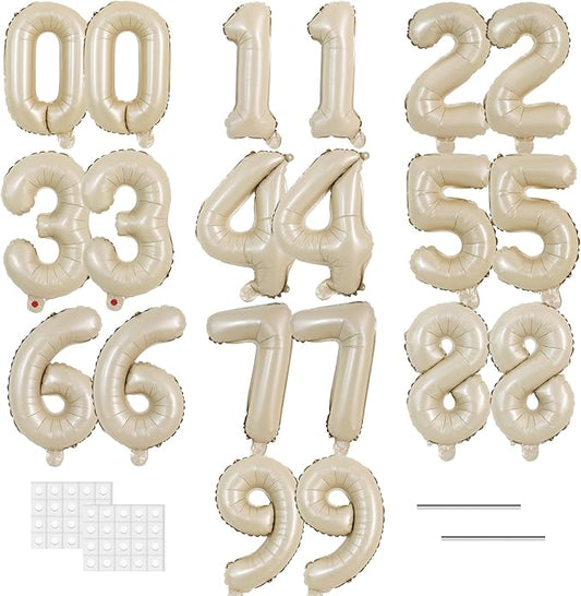 TONIFUL Number Balloons 16 Inch Caramel 2 Set 0-9 Number Mylar Foil Balloons 20 Pcs Custom digitalal for 2026 New Year Eve Birthday Party Engagement Graduations Anniversary Baby Shower Decor