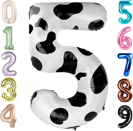 Balloon Numbers 40 Inch 5 Ballon for 5th Birthday Decorations, 15 25 35 50 Big White Black Number Balloons for Wedding Photo Shoot Party Decor