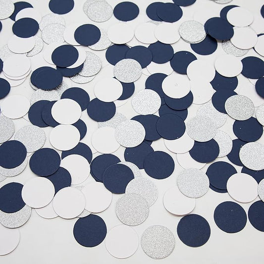 Silver Navy-Blue White Birthday-Party-Decorations - 300Pcs Paper Confetti Circle Dot Graduation Christmas Decoration Baby Shower Bridal Engagement Bachelorette Table Decor HongTongTong