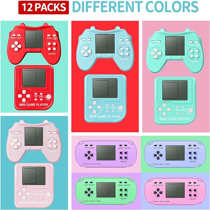 SSRMX 12Pcs Video Game Birthday Party Favors for Kids, Video Game Console Keychain for Boys Girls Birthday Supplies Classroom Prizes