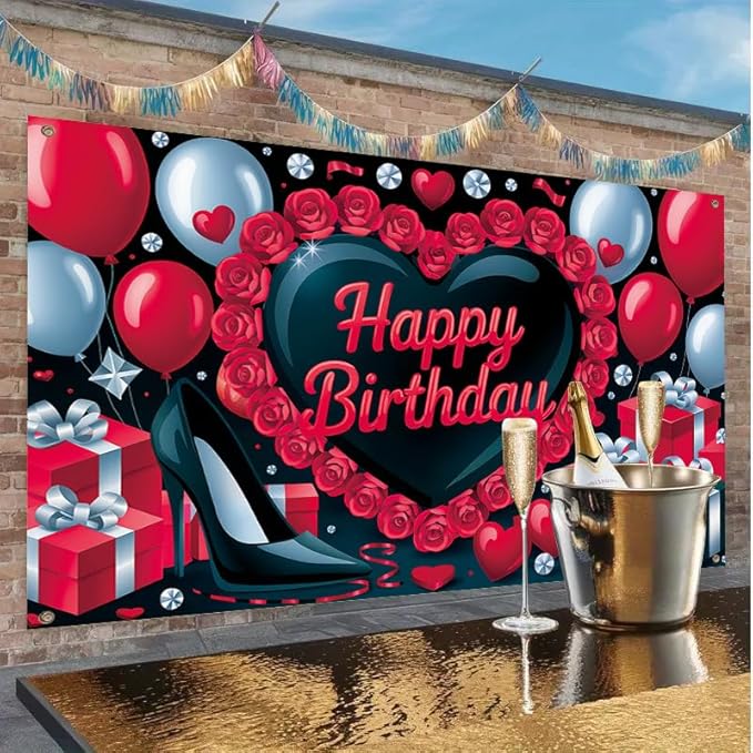 71x43 inch Birthday Porch Banner Large hanging birthday party decoration suitable for indoor/outdoor terraces and backyards - Colorful celebration banner slogan with "Happy Birthday" design, made of high strength and durable fabric, suitable for partie...