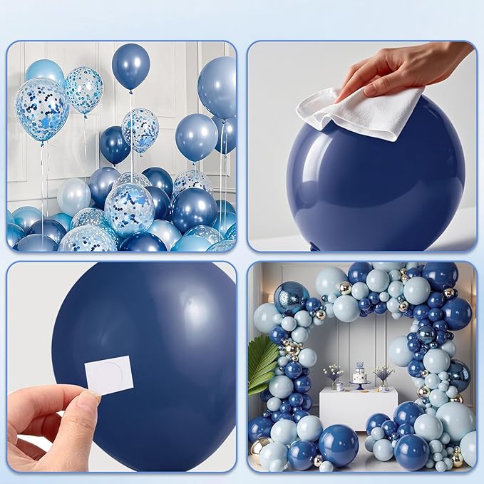 KARLURE Blue Balloons Arch Kit, Different Shades Navy Blue Balloons for Blue Graduation Decorations 2026 Grad Class Memorial Day Baby Shower Boy Men Birthday World Cup Party Decorations