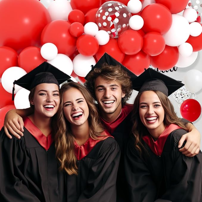 Red White Balloon Arch Garland Arch Kit - Red White Balloons Silver Confetti Balloons for Wedding Birthday Anniversary Graduation Bachelorette Valentine Christmas Party Decorations