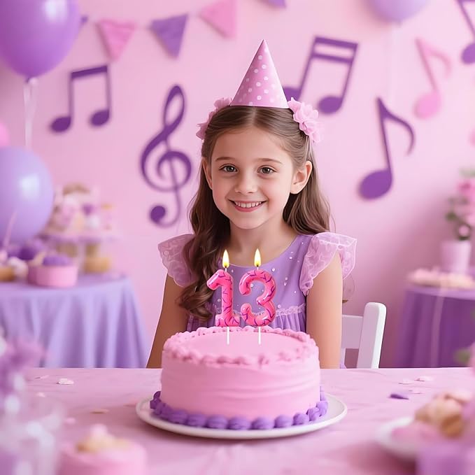 Number 3 Birthday Candle for Cake – Pink Gradient Number Candle with Mystic Rune Pattern, Decorative Cake Topper for Anniversary & Celebration