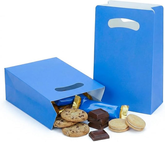 UnicoPak 16 Pack Blue Party Favor Bags - 6x3x9” Premium Matte Blue Gift Bags for Birthday, Baby Shower, Superhero Theme - Sturdy Goodie Bags, Customizable for Treats & Cookies