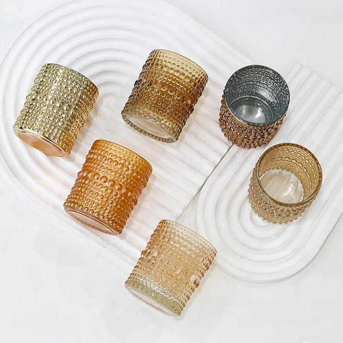 WDHODEC Gold Candle Holders 24 PCS, Glass Votive Tealight Candle Holders for Fall Thanksgiving Christmas Table Centerpiece Wedding Decorations