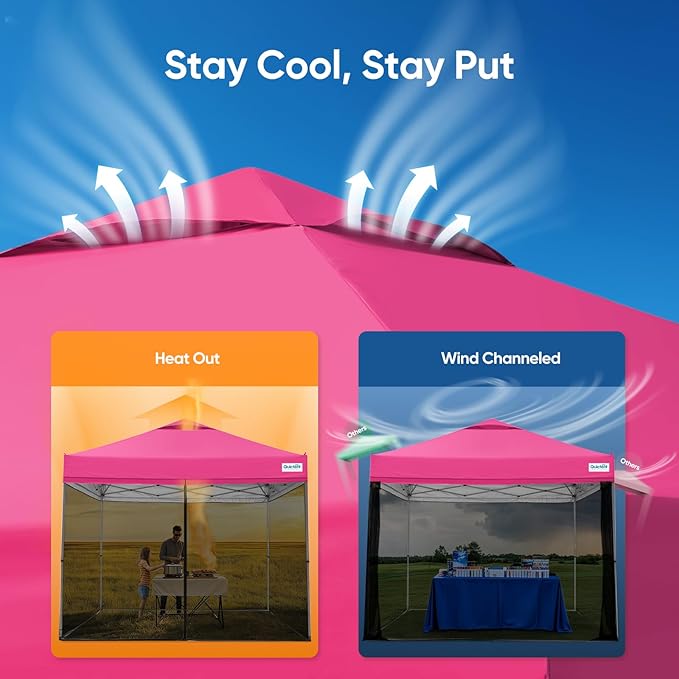 Quictent 10x10 Pop Up Screened Canopy Tent, Instant Setup for 1 Person with Netting, Portable & Compact, Waterproof & UV Protection, Ideal for Camping, Beach, Parties, and Outdoor Events