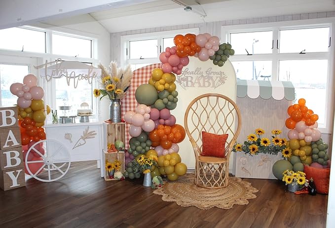 Locally Grown Balloon Arch Garland Kit for Home Grown Baby Shower First Birthday Farmers Market She's Off The Market Bridal Shower Bachelorette Party Decoration (Green Orange Purple)