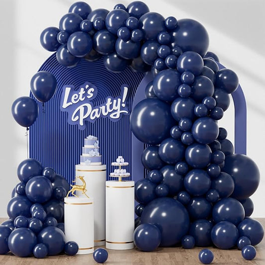 120pcs Navy Blue Balloons, 18 12 10 5 inch Navy Blue Balloons Different Sizes Dark Blue Balloon Arch Kit for Graduation Wedding Birthday Party Decorations