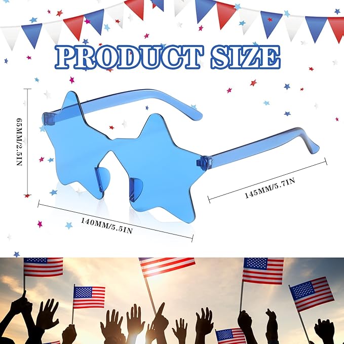 SUNOVELTIES 16/48 Star Rimless Sunglasses Irregular One Piece Colored Party Glasses Transparent Fun sunglasses for Teen Adult