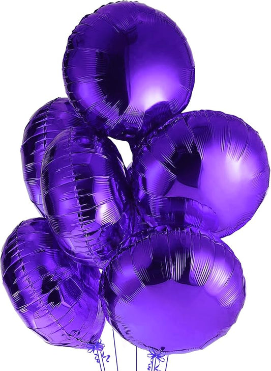 Katchon, Metallic Purple Mylar Balloons - 18 Inch, Pack Of 6 | Purple Foil Balloons for Halloween Decorations | Foil Balloon for Graduation Decorations 2026 | Unicorn, Mermaid Party Decorations