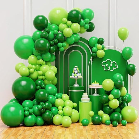 Green Balloons Balloons Garland Arch Kit, Dark Green and Lime Green Latex Balloons for St. Patrick's Day, Baby Shower, Jungle Birthday Party Decorations