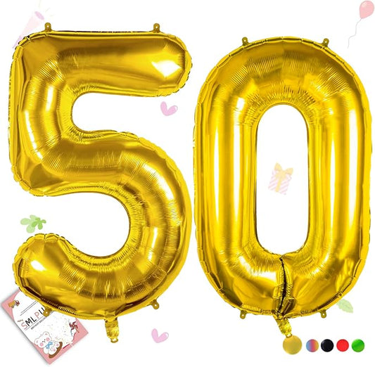 40 inch Number Balloon 0-9 Gold Large Number 50 Balloons,Digital Balloons for Birthday Party Celebration Decorations Supplies, Helium Foil Number Balloons for Wedding Anniversary