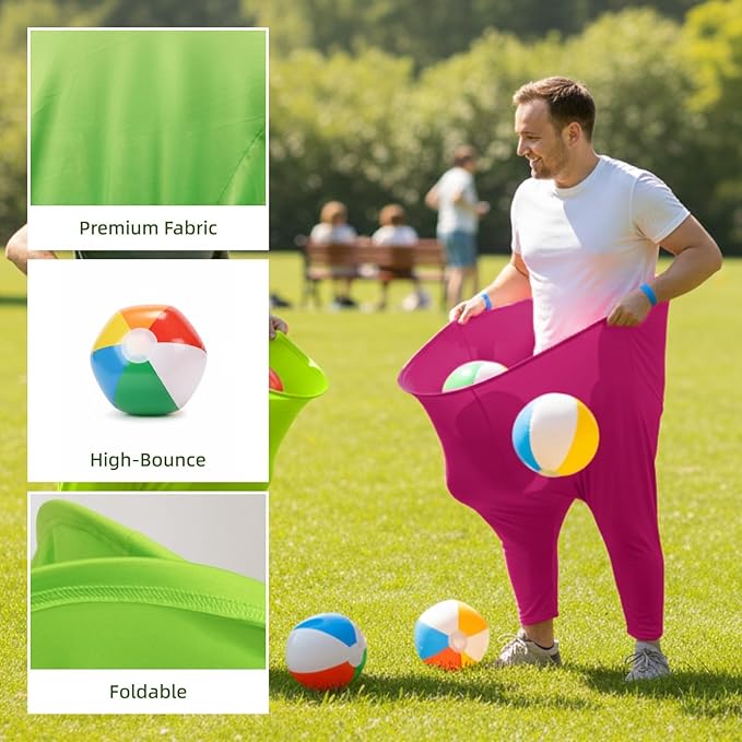 Granny Pants Yard Game Set for Adults & Families, Backyard Outdoor Toss Game with 20 Bouncy Balls, 2 Inflatable Pants & Pumps, Fun Yard Party Activity for Group Events
