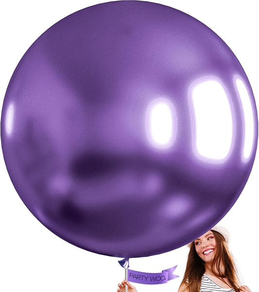 PartyWoo Metallic Purple Balloons 4pcs 36 Inch Chrome Purple Latex Helium Balloons for Mardi Gras Graduation Wedding Bachelorette Baby Shower Anniversary Birthday Party Decorations Purple-G105
