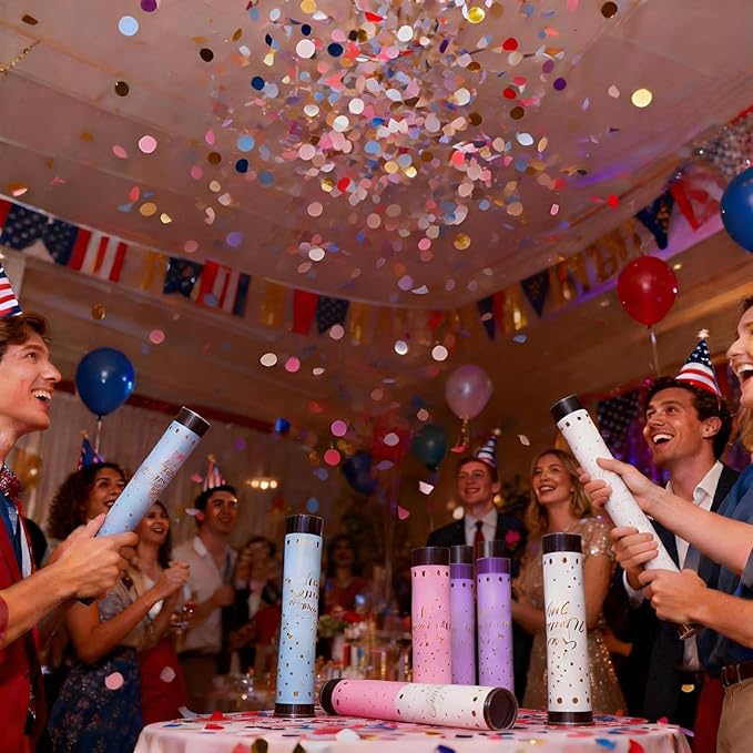 6 Pack Confetti Cannon, Multicolor Party Poppers Confetti Shooters for Wedding Birthday Holiday Celebration Christmas New Year Events Prank Graduation, Funny Small Confetti Popper, Easy To Use (Mix)