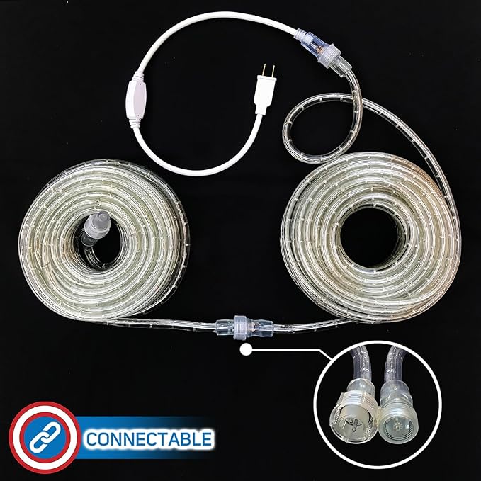Russell Decor Rope Lights 60ft RGB Color Changing Waterproof Flexible Party Wedding Christmas Indoor Outdoor Decoration