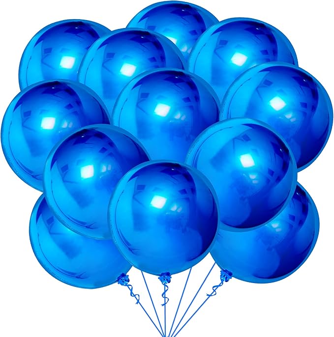 KatchOn, Royal Blue Balloons - 22 Inch, Pack of 12 | Large Metallic Blue Balloons for Royal Blue Graduation Decorations, Retirement Party Decorations | Fathers Day Decorations, Birthday Decor