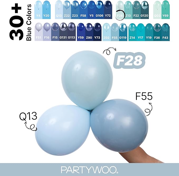PartyWoo Dusty Blue Balloons 140pcs Different Sizes of 18 12 10 5 Inch Light Blue Aqua Boho Balloon Arch Kit Garland for Graduation Baby Shower Gender Reveal Birthday Party Decorations Blue-F28
