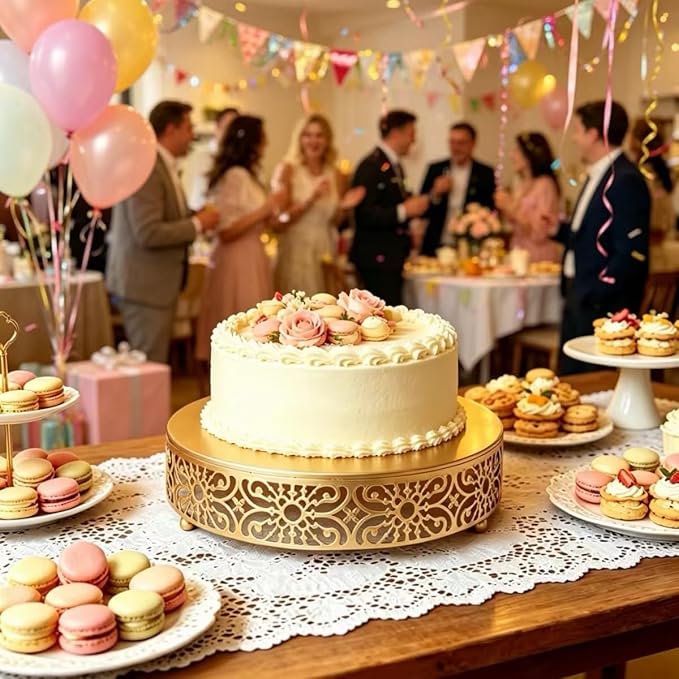 Cake Stand Set, 3Pcs Round Metal Cake Stands, Dessert Cupcake Pastry Candy Display Plate for Wedding, Event, Birthday Party (Gold Cake Stands / 3 Pcs / Metal)