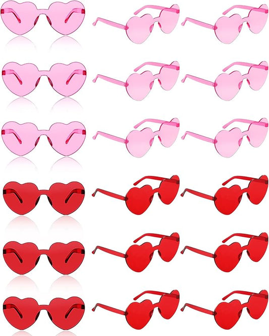 Frienda 20 Pairs Heart Shaped Sunglasses Rimless Candy Color Glasses for Women Men Party Favor