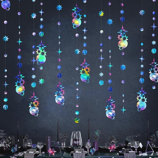 Decor365 Galaxy Party Decorations Aurora Borealis Theme Garland Celestial Hanging Star Garlands Space Banner Starry Night Backdrop Shooting Star Birhday Decor Bachelorette Bridal Party Suppies