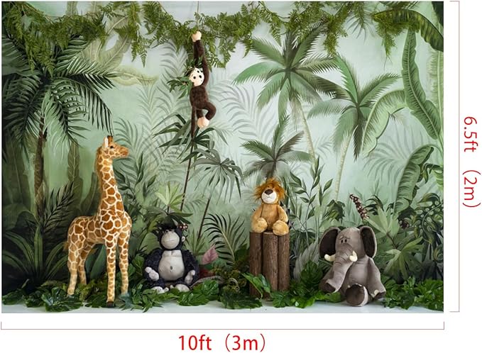 Kate 10x6.5ft Jungle Animal Backdrop Cartoon Forest Animals Photography Background Children Birthday Party Banner