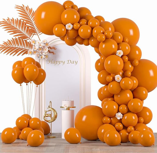 Voircoloria 130pcs Burnt Orange Balloons Different Sizes 18" 12" 10" 5" Retro Orange Latex Balloon Garland Arch Kit for Birthday Baby Shower Graduation Wedding Anniversary Party Decorations