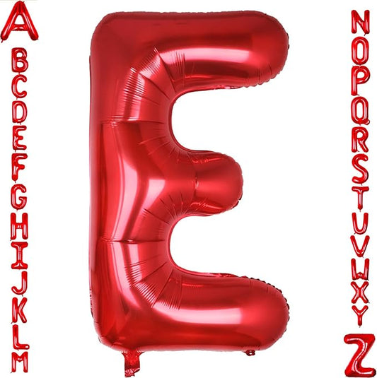 AULE red Letter Balloons E 40Inch Large Giant big Foil Mylar red E Balloon for Birthday Aniversary Party Decorations