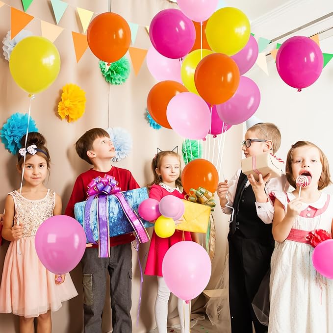 HILAVO Pink and Orange Balloons Light Pink Hot Pink Yellow Autumn Latex Balloons Pastel Pink Yellow Orange Helium Balloon for Fall Birthday Halloween Thanksgiving Tropical Fire Truck Party Decorations