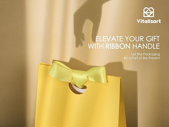 Vitalizart Paper Gift Bags With Ribbon Handles Set of 10 Assorted Colors Bulk Reusable For Gift Wrap Girls Kids Birthday Bridal Shower Party Favors Goodie Bags Candy Christmas 6.1"x2.95"x5.71" Mini
