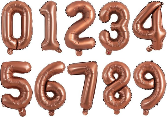 TONIFUL Balloons 16 Inch Chocalate 0-9 Number Mylar Foil Balloons 10 Pcs Custom digitalal Balloons for 2026 New Year Eve Birthday Party Engagement Graduations Anniversary Baby Shower