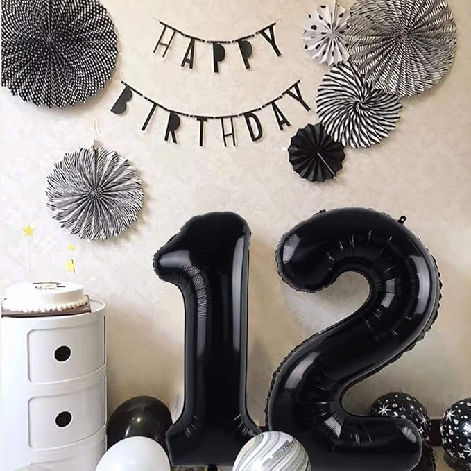 TONIFUL 40 Inch Black Large Numbers 0-9,Number 4 Digital 4 Helium Balloons,Foil Mylar Big Number Balloons for 2026 Graduation New Year Eve Birthday Party Supplies Decorations