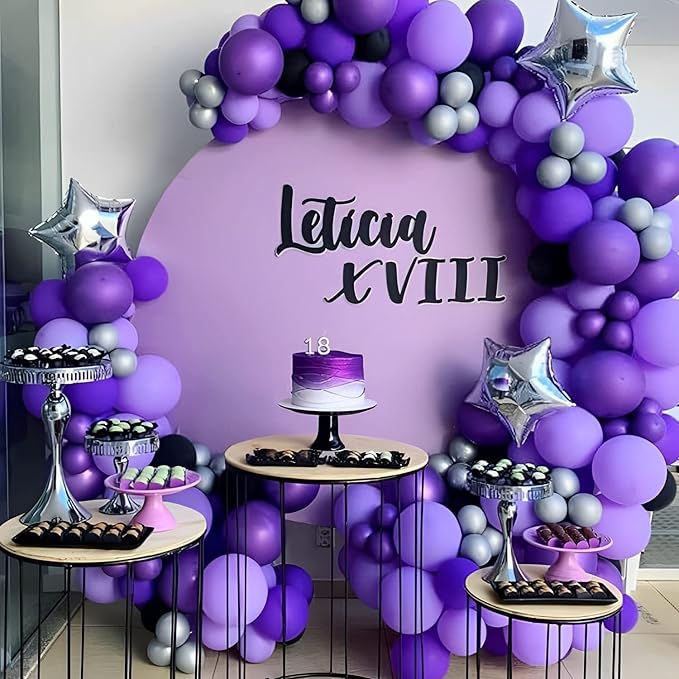 Voircoloria 130pcs Dark Purple Balloons Different Sizes 18" 12" 10" 5" Party Latex Balloons for Birthday Halloween Graduation Baby Shower Anniversary Party Decorations