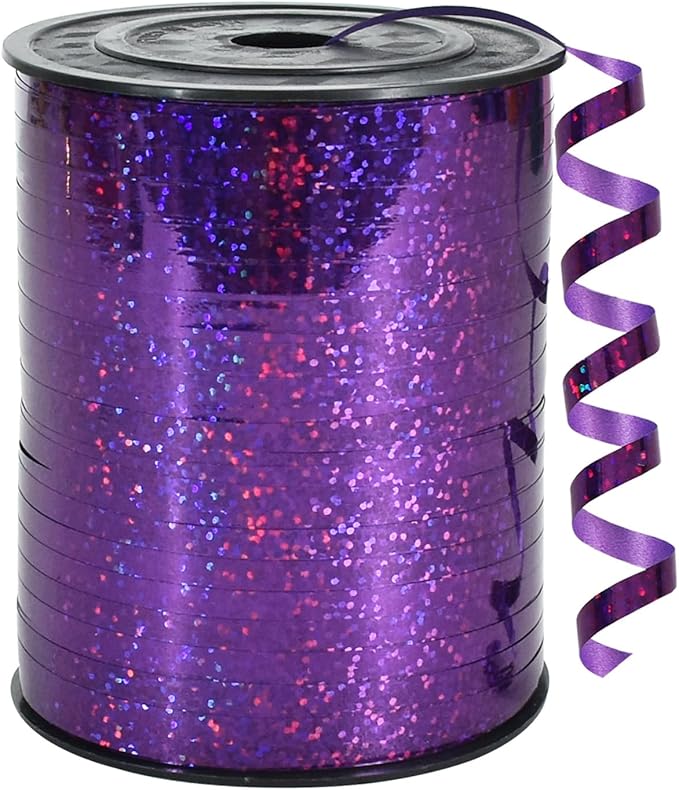 BEISHIDA 500 Yards Purple Crimped Curling Ribbon Shiny Metallic Balloon String Roll Gift Wrapping Ribbon for Halloween Birthday Party Decorations