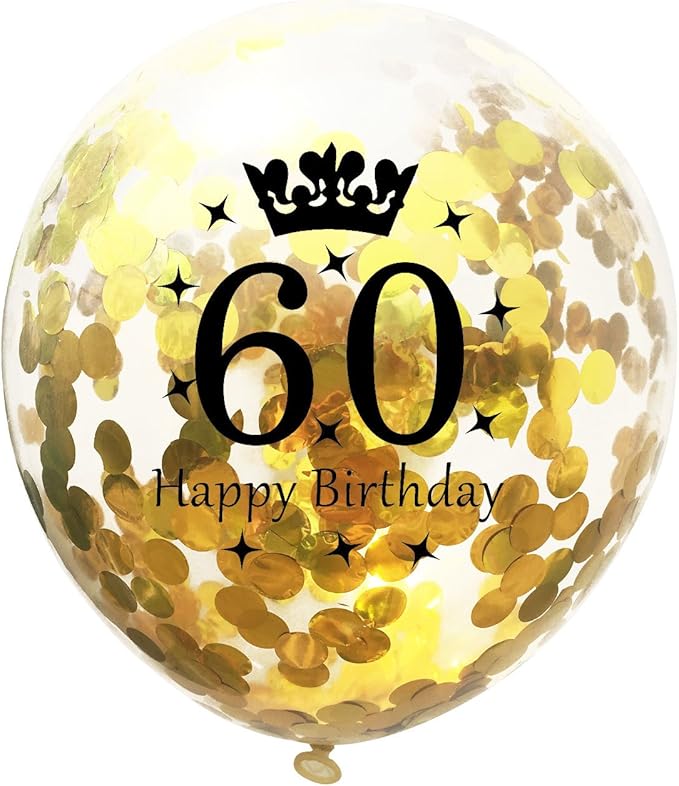 SHUNTAI 60th Birthday Balloons Black and Gold 60th Birthday Decorations for Men Women Latex Confetti Balloon 60 Years Old Anniversary Theme Happy Birthday Party Supplies 15 Pack 12 Inch