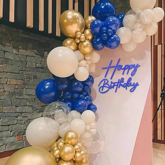 Happy Birthday Sign for Backdrop - Glitter Blue Felt Happy Birthday Letter Sign for Balloon Arch Birthday Party Balloon Arch Backdrop Decorations for Birthday Party Baby Shower - Glitter Blue