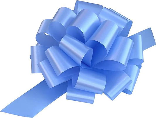 Light Blue Ribbon Pull Bows - 9" Wide, Set of 6, Easter, Spring, Gift Bows, Presents, Birthday, Baby Shower, Basket, Decoration, Office, Classroom, Fundraiser, Wedding, Reception, School, Graduation