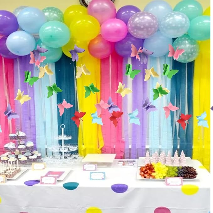 Butterfly Banner Decorative Paper Garland for Wedding Baby Shower Birthday Theme Decor 110 Inches Pack of 2 Pieces Mix Color