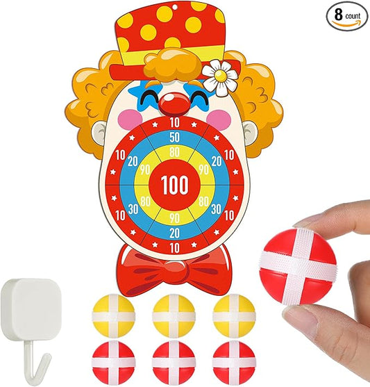 Carnival Circus Dart Board Game Birthday Party Decoration Set with 6 Sticky Balls Felt Cloth Circus Theme Party Decorations Fun Outdoor & Indoor Activities Family Game for Birthday
