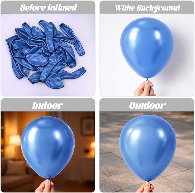 Voircoloria 105pcs Metallic Blue Balloons 12inch Party Latex Balloons for Boys Girls Birthday Baby Shower Gender Reveal Wedding Sunflower Party Decorations